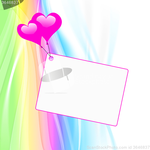 Image of Heart Balloons On Note Means Valentines Card Or Dedication
