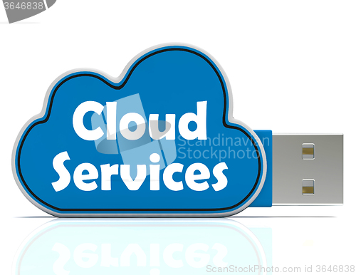 Image of Cloud Services Memory Stick Shows Internet File Backup And Shari