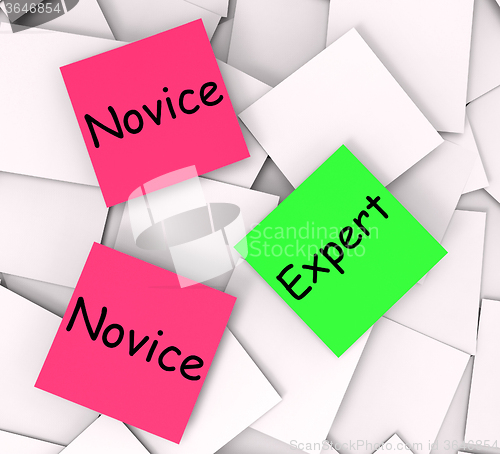 Image of Novice Expert Post-It Notes Mean Amateur Or Skilled