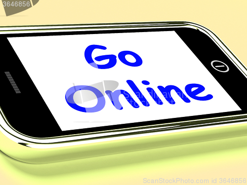 Image of Go Online On Phone Shows Use Web Internet