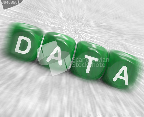 Image of Data Dice Displays Info Statistics And Backup