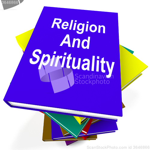 Image of Religion And Spirituality Book Stack Shows Religious Spiritual B