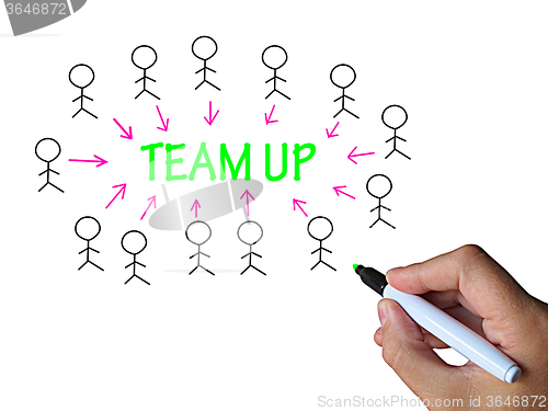 Image of Team Up On Whiteboard Shows Collaboration And Support