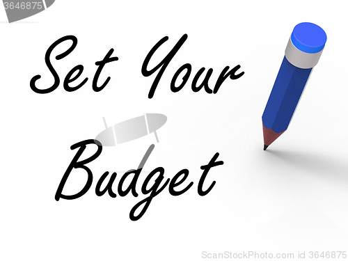 Image of Set Your Budget with Pencil Means Writing Financial Goals