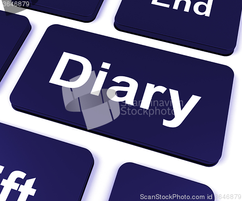 Image of Diary Key Shows Online Planner Or Schedule