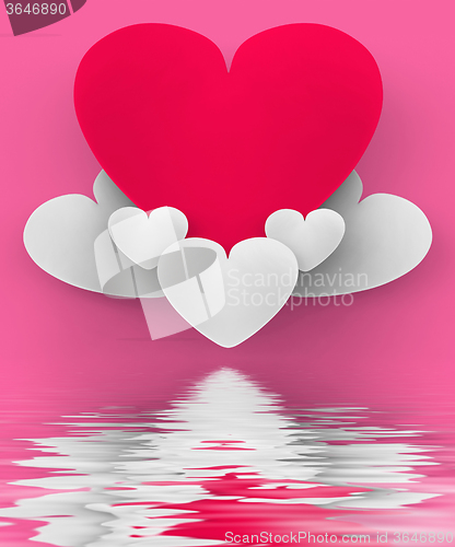 Image of Heart On Heart Clouds Displays Romantic Heaven Or In Love Sensat