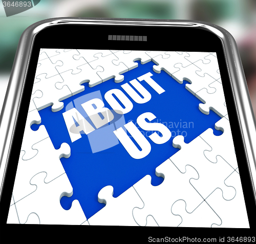 Image of About Us Smartphone Shows Contact And Website Information