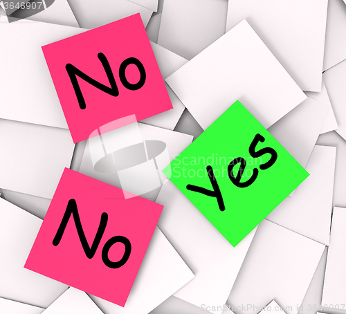 Image of Yes No Post-It Notes Mean Answers Affirmative Or Negative