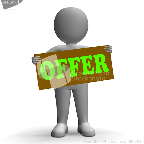 Image of Offer Sign Character Means Special Offers And Sales