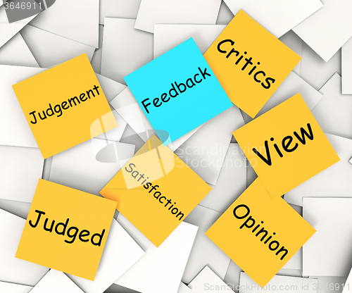 Image of Feedback Post-It Note Means Evaluation And Comments