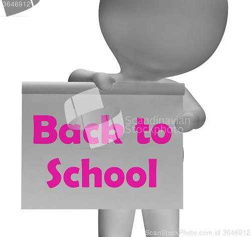 Image of Back To School Sign Shows Beginning Of Term
