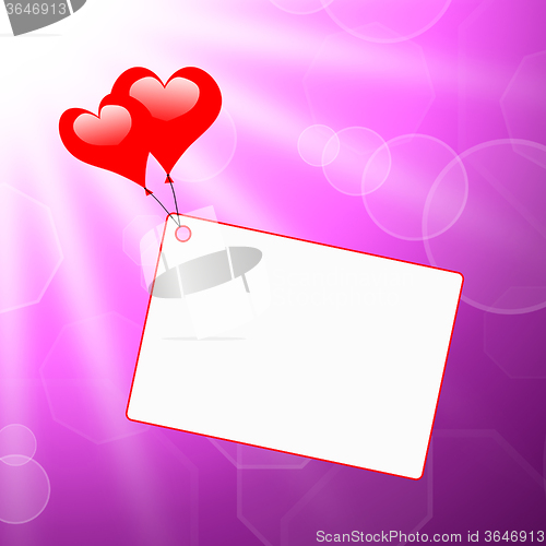 Image of Heart Balloons On Note Means Passionate Letter Or Romantic Messa