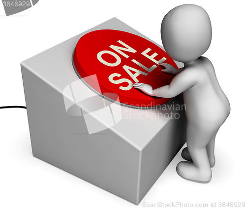 Image of On Sale Button Shows Discounts And Special Offer