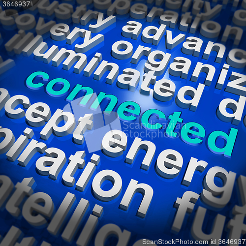 Image of Connected Word Cloud Shows Communications And Connections