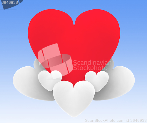 Image of Heart On Heart Clouds Means Beautiful Relationship Or Passionate