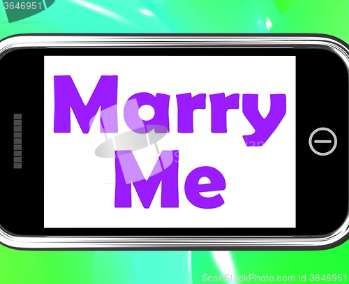 Image of Marry Me On Phone Means Wedding Proposal