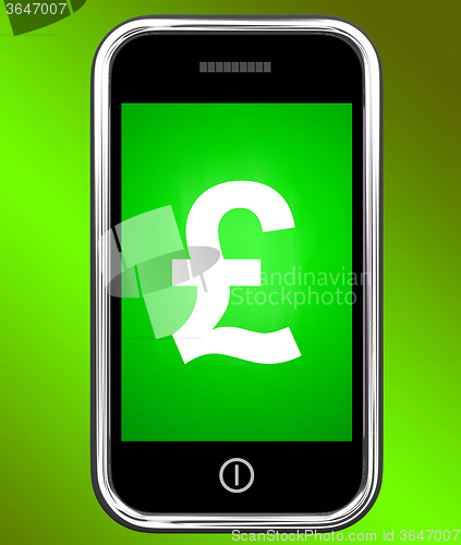 Image of Pound Sign On Phone Shows British Money Gbp