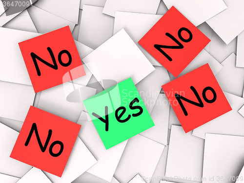 Image of Yes No Post-It Notes Mean Positive Or Declining