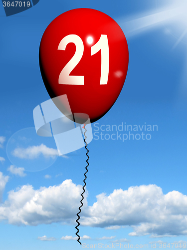 Image of 21 Balloon Shows Twenty-first Happy Birthday Celebration