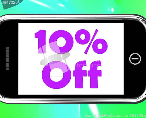 Image of Ten Percent Phone Shows Sale Discount Or 10 Off