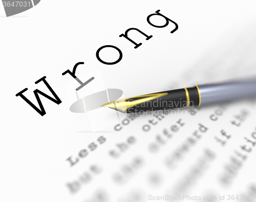 Image of Wrong Word Means Incorrect Immoral Or Unacceptable