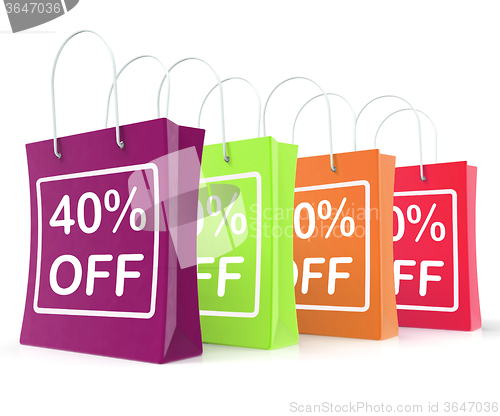 Image of Forty Percent Off Shopping Bags Shows 40 Reduction
