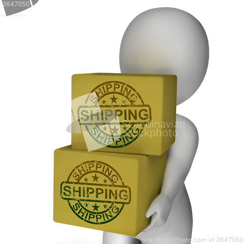 Image of Shipping Boxes Show Freight Courier And Transportation Of Goods