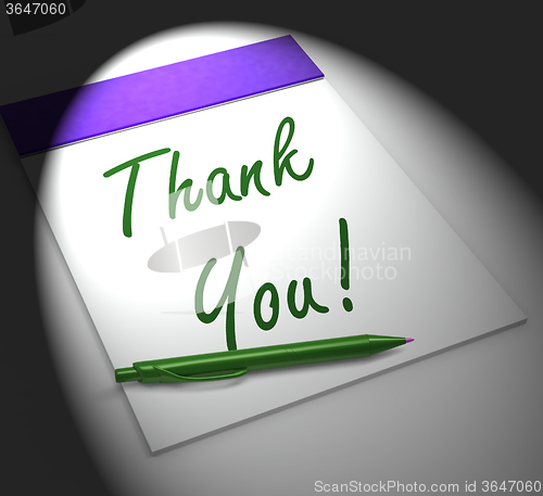 Image of Thank You! Notebook Displays Acknowledgment Or Gratefulness