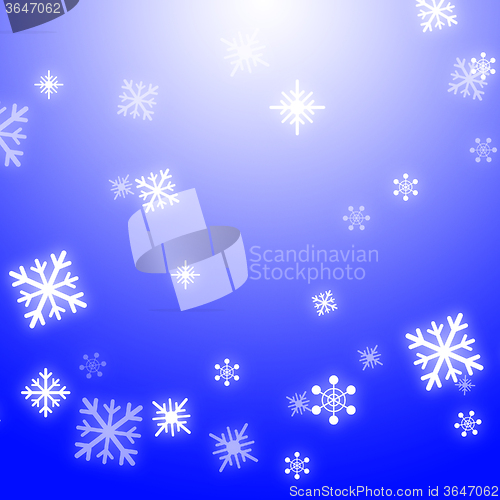 Image of Snow Flakes Background Shows Seasonal Wallpaper Or Snow Pattern