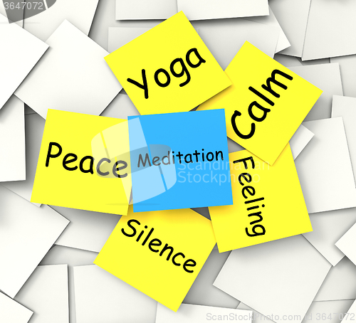 Image of Meditation Post-It Note Shows Relaxation And Enlightenment