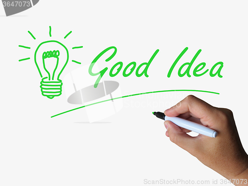 Image of Good Idea and Lightbulb Indicate Bright Ideas and Concepts