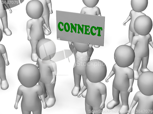 Image of Connect Board Character Means Networking And Global Communicatio