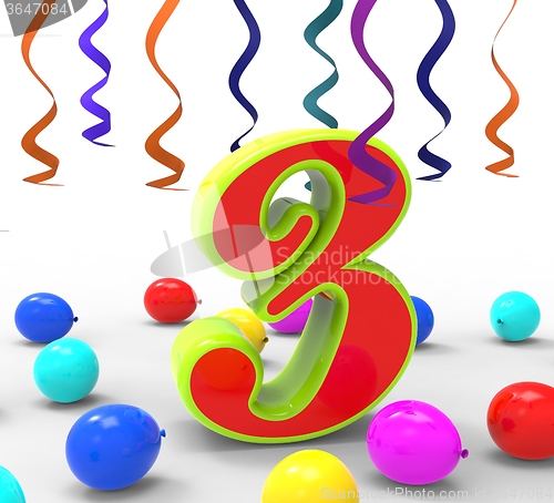 Image of Number Three Party Shows Creativity And Multi Coloured Garlands