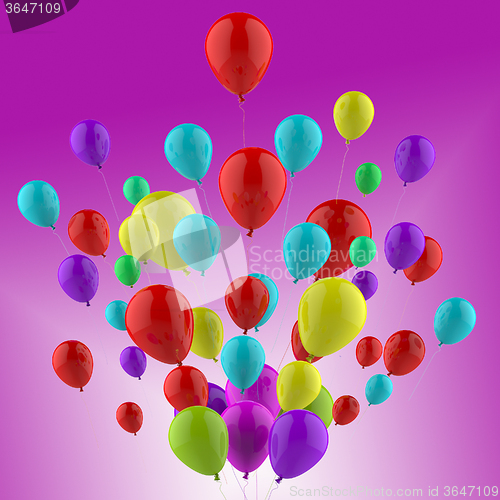Image of Floating Colourful Balloons Show Cheerful Party Or Celebration
