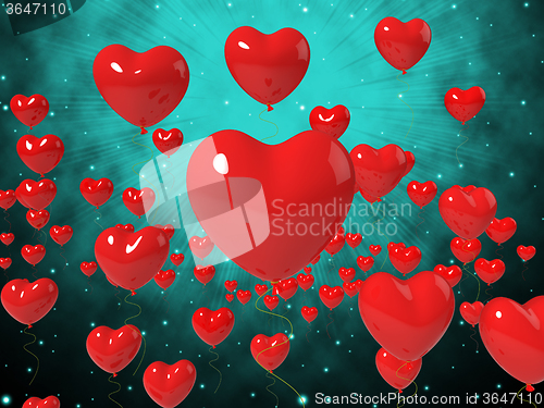 Image of Heart Balloons On Background Shows High In Love Or Passionate Ro