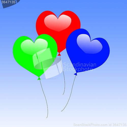 Image of Colourful Heart Balloons Show Wedding Feast Or Engagement Party
