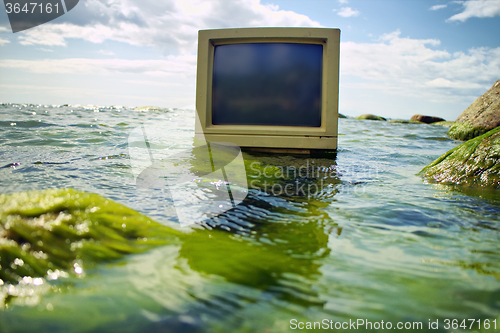 Image of concept of computer technology and ocean