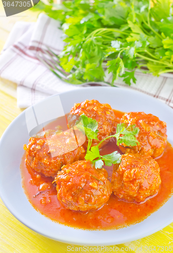 Image of meat ball with tomato sauce