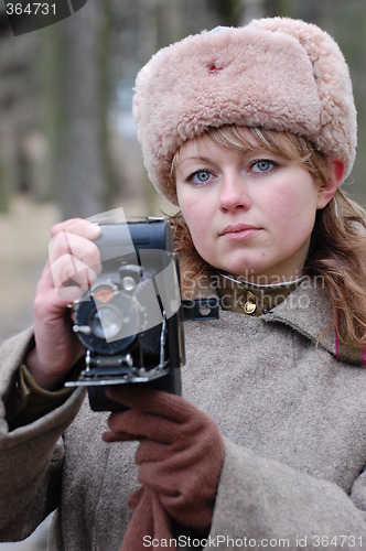 Image of Soviet war photographer . WWII reenacting