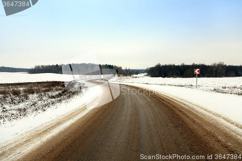 Image of winter road.  snow