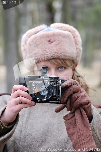 Image of Soviet war photographer . WWII reenacting