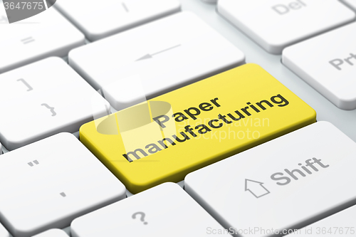Image of Industry concept: Paper Manufacturing on computer keyboard background