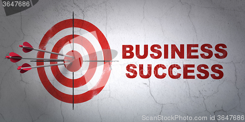 Image of Business concept: target and Business Success on wall background