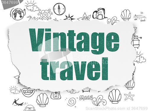 Image of Travel concept: Vintage Travel on Torn Paper background