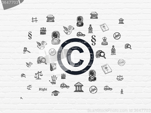 Image of Law concept: Copyright on wall background