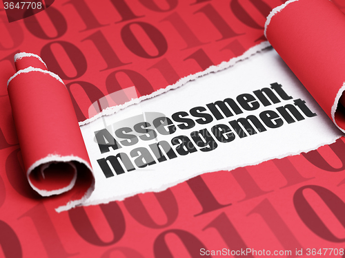Image of Finance concept: black text Assessment Management under the piece of  torn paper