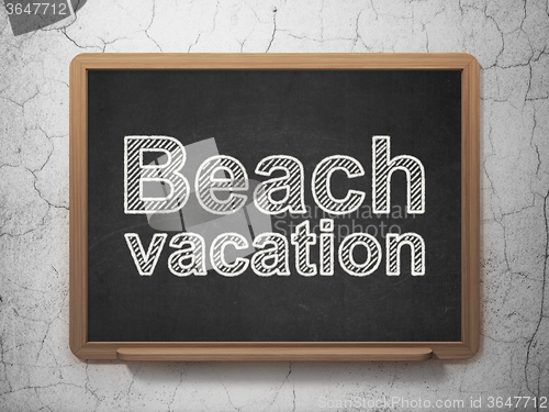 Image of Travel concept: Beach Vacation on chalkboard background