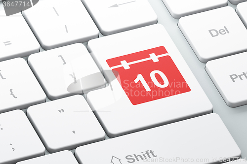 Image of Timeline concept: Calendar on computer keyboard background