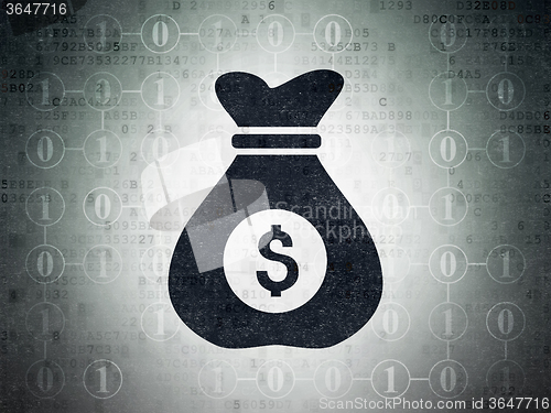 Image of Finance concept: Money Bag on Digital Paper background