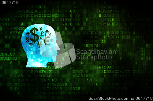 Image of Finance concept: Head With Finance Symbol on digital background